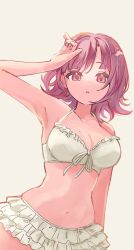 1girl bare_shoulders bikini breasts cleavage danganronpa_(series) danganronpa_2:_goodbye_despair flipped_hair galaga highres large_breasts layered_bikini looking_at_viewer mole mole_on_breast nanami_chiaki navel nia_(nya_nanjr) open_mouth solo spaceship_hair_ornament swimsuit teeth white_bikini