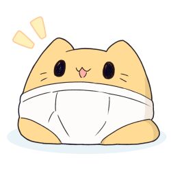 :3 animal_focus blob_(google) briefs cat male_underwear no_humans notice_lines open_mouth original simple_background umihio underwear white_background white_male_underwear