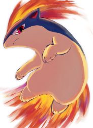 absurdres animal_focus closed_mouth commentary_request creatures_(company) fire frown game_freak gen_2_pokemon highres ka-neito looking_at_viewer nintendo no_humans pokemon pokemon_(creature) quilava red_eyes solo white_background