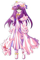 Rule 34 | 1girl, alphes (style), arms at sides, blue bow, blue ribbon, bobby socks, bow, bowtie, bun cover, capelet, closed eyes, commentary request, crescent, crescent hat ornament, dairi, dress, eyes visible through hair, full body, hair bow, hat, hat ornament, large variant set, legs apart, long hair, long sleeves, mob cap, open mouth, parody, parted bangs, patchouli knowledge, pink bow, pink ribbon, purple hair, ribbon, shaded face, socks, solo, style parody, sweatdrop, tachi-e, touhou, transparent background, variant set, white capelet, white dress, white hat, white socks, yellow bow, yellow bowtie