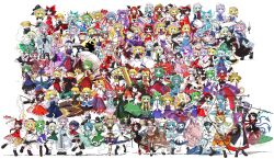 1boy 1other 6+girls :3 :d absurdres adapted_costume adjusting_eyewear aki_minoriko aki_shizuha alice_margatroid alternate_hair_color anchor anchor_symbol angry animal animal_ear_fluff animal_ear_piercing animal_ears animal_print antennae apron aqua_eyes aqua_gemstone aqua_hair aqua_ribbon aqua_skirt aqua_vest arm_behind_back arm_cannon arm_ribbon arm_up arm_warmers arms_behind_back arms_under_breasts arrow_(projectile) arrow_(symbol) arthropod_girl ascot asymmetrical_hair asymmetrical_wings bamboo bamboo_broom bare_shoulders barefoot basket bat_wings belt beret between_fingers bird bird_ears bird_girl bird_legs bird_tail bird_wings bishamonten&#039;s_pagoda bishamonten&#039;s_spear black_ascot black_belt black_bird black_boots black_bow black_bowtie black_cape black_dress black_eyes black_hair black_hairband black_hat black_jacket black_neckerchief black_pantyhose black_ribbon black_sandals black_shirt black_shoes black_skirt black_socks black_thighhighs black_vest black_wings blonde_hair bloomers blue_ascot blue_butterfly blue_capelet blue_collar blue_dress blue_eyes blue_fire blue_gemstone blue_hair blue_hat blue_kimono blue_neckerchief blue_ribbon blue_shirt blue_shoes blue_shorts blue_skirt blue_tabard blue_vest blue_wings blunt_bangs book boots bottle bow bow_(music) bow_(weapon) bowtie bracelet braid branch breasts bright_pupils broom broom_riding brown_apron brown_boots brown_dress brown_eyes brown_fur brown_hair brown_hat brown_shirt brown_shoes brown_skirt bubble bucket buddhist_nun bug bullet burning butterfly button_up_skirt buttons cape capelet carrot carrot_necklace cat_ears cat_tail center_cross_lace center_frills chain chakram checkered_clothes checkered_skirt chen cherry_blossom_print cherry_blossoms chest_jewel chinese_clothes chisel cirno claws cleavage clenched_hand clenched_hands closed_eyes closed_mouth cloud cloud_print clover coat collar collared_dress collared_shirt collared_vest commentary_request cone_horns constellation constellation_print crescent crescent_hat_ornament crescent_moon cross cross-laced_clothes cross-laced_dress cross-laced_sleeves cross_print crossed_legs crow cup curly_hair daiyousei dancing danmaku darkness demon_girl demon_wings detached_sleeves detached_wings dog_ears dog_girl dog_tail doll dot_nose double-parted_bangs double_bun dowsing_rod dress dress_ribbon drill_hair drill_sidelocks dynamic_pose earmuffs earrings embers embodiment_of_scarlet_devil ex-keine eyebrows_hidden_by_hair facial_hair facing_viewer fairy fairy_wings falling_petals fang feathered_wings fighting_stance finger_gun fingernails fire flame_print flandre_scarlet floating floral_print flower flower_button flying fox_tail frilled_apron frilled_bloomers frilled_capelet frilled_collar frilled_dress frilled_hair_tubes frilled_hairband frilled_hat frilled_headwear frilled_kimono frilled_neckerchief frilled_pants frilled_ribbon frilled_scarf frilled_shirt frilled_shirt_collar frilled_shorts frilled_skirt frilled_sleeves frilled_socks frilled_wristband frills frog_hair_ornament frog_print from_side fujiwara_no_mokou full_body full_moon futatsuiwa_mamizou gap_(touhou) gem geta ghost ghost_girl ghost_print ghost_tail glasses gohei gold_bracelet gradient_hair grape_hat_ornament grass green_bow green_bowtie green_collar green_dress green_eyes green_gemstone green_hair green_hat green_ribbon green_sailor_collar green_skirt green_vest grey_eyes grey_hair grimoire grimoire_of_alice group_picture hagoromo hair_between_eyes hair_bobbles hair_bow hair_bun hair_ears hair_ornament hair_ribbon hair_rings hair_stick hair_tubes hairband hakurei_reimu hand_fan hand_in_pocket hand_on_eyewear hand_on_own_arm hand_on_own_chest hand_on_own_face hand_on_own_hip hand_up hands_in_opposite_sleeves hands_on_own_chest hands_on_own_hips hands_up happy hat hat_bow hat_ornament hat_ribbon head_wings headdress heart heart_button heart_hair_ornament height_difference hetero heterochromia high_heel_boots high_heels high_ponytail highres hijiri_byakuren hime_cut holding holding_arrow holding_basket holding_baton holding_book holding_bottle holding_bow_(weapon) holding_broom holding_fan holding_gohei holding_instrument holding_knife holding_ladder holding_lantern holding_notebook holding_ofuda holding_pen holding_pocket_watch holding_polearm holding_rod holding_scroll holding_scythe holding_sheath holding_sword holding_trumpet holding_umbrella holding_violin holding_weapon holding_with_tail hong_meiling hood hooded_capelet horn_ornament horn_ribbon horns hoshiguma_yuugi houjuu_nue houraisan_kaguya ice ice_wings imperishable_night inaba_tewi index_finger_raised insect instrument inubashiri_momiji izayoi_sakuya jacket japanese_clothes jewelry juliet_sleeves kaenbyou_rin kagiyama_hina kaku_seiga kamishirasawa_keine karakasa_obake kariginu kasodani_kyouko katana kawashiro_nitori kazami_yuuka keyboard_(instrument) kimono kirisame_marisa kisume knife koakuma kochiya_sanae komeiji_koishi komeiji_satori konpaku_youmu konpaku_youmu_(ghost) kumoi_ichirin kurodani_yamame lace lace-trimmed_capelet lace-trimmed_dress lace-trimmed_shirt lace-trimmed_skirt lace-trimmed_sleeves lace-up_boots lace_trim ladder lantern lapel_pin large_breasts large_ribbon layered_clothes layered_dress layered_shirt layered_skirt layered_sleeves leaf leaf_hair_ornament leaf_on_head letter_print letty_whiterock lily_black lily_white loafers long_dress long_hair long_skirt long_sleeves looking_at_another looking_at_viewer looking_to_the_side lotus_hair_ornament lunasa_prismriver lyrica_prismriver maid maid_apron maid_headdress mary_janes medicine_melancholy medium_hair merlin_prismriver miko mirror miyako_yoshika mizuhashi_parsee mob_cap mononobe_no_futo moon moon_print moriya_suwako mountain_of_faith mouse_ears mouse_girl mouse_tail multicolored_cape multicolored_dress multicolored_hair multicolored_ribbon multiple_girls multiple_tails murasa_minamitsu music mustache mystia_lorelei nail_polish nazrin neck_ribbon neckerchief necklace necktie nekomata nervous nervous_sweating newsboy_cap nontraditional_miko notebook nun nurse_cap obi ofuda ofuda_between_fingers ofuda_on_clothes ofuda_on_head on_grass on_shoulder one_eye_closed oni onozuka_komachi open_clothes open_hands open_mouth open_vest orange_dress orange_gemstone orange_skirt orb outstretched_arms over_shoulder own_hands_together pagoda pants pantyhose parasol parted_bangs patchouli_knowledge patterned patterned_clothing paw_pose pen pendulum perfect_cherry_blossom petals phantasmagoria_of_flower_view pin pink_bloomers pink_dress pink_eyes pink_fur pink_hair pink_hat pink_petals pink_ribbon pink_shirt pink_skirt pink_wings platform_sandals playing_instrument pleated_skirt pocket_watch pointing pointing_down pointy_ears polearm pom_pom_(clothes) ponytail prehensile_tail print_skirt puffy_long_sleeves puffy_short_sleeves puffy_shorts puffy_sleeves puppet_strings purple_bow purple_bowtie purple_coat purple_dress purple_eyes purple_hair purple_hat purple_ribbon purple_skirt purple_tabard pyonta rabbit_ears rabbit_girl rabbit_tail raccoon_ears raccoon_girl raccoon_tail raised_eyebrows raised_fist red_apron red_bow red_bowtie red_cape red_dress red_eyes red_gemstone red_hair red_hairband red_hat red_nails red_neckerchief red_necktie red_pants red_ribbon red_scarf red_shirt red_shoes red_skirt red_vest red_wings reisen_udongein_inaba reiuji_utsuho remilia_scarlet ribbon ribbon-trimmed_shirt ribbon-trimmed_skirt ribbon-trimmed_sleeves ribbon_braid ribbon_shoes ribbon_trim ritual_baton rod rod_of_remorse roman_numeral rumia saigyouji_yuyuko sailor sailor_collar sailor_hat sailor_shirt sakazuki sake_bottle sandals sash scabbard scarf scroll scythe serious shadow shameimaru_aya shanghai_doll sharp_fingernails sharp_teeth shawl sheath sheathed shide shiki_eiki shirt shoes short_hair short_sleeves short_twintails shorts siblings side_ponytail sidelocks signature silhouette simple_background single_braid single_earring single_hair_tube single_sidelock sisters sitting skirt skirt_set sleeve_ribbon sleeveless sleeveless_dress sleeveless_shirt sleeves_past_wrists sleeves_rolled_up smile smug snake snake_hair_ornament snake_tail snake_wrapped_around_arm socks soga_no_tojiko solo sorcerer&#039;s_sutra_scroll spear standing standing_on_one_leg star_(symbol) star_hat_ornament star_pin starry_sky_print streaked_hair striped_clothes striped_dress su-san subterranean_animism sun sun_hat_ornament sun_ornament sun_symbol suspenders sweat sweatdrop sweater swept_bangs sword sword_on_back tabard tail tangzhuang tatara_kogasa tatara_kogasa_(umbrella) tate_eboshi teeth ten_desires tengu tentacles thighhighs third_eye tiger_girl tiger_print tiger_skin tokin_hat tomoe_(symbol) tongue tongue_out toramaru_shou touhou toyosatomimi_no_miko triangular_headpiece trident trigram trumpet turtleneck turtleneck_dress turtleneck_sweater twin_braids twin_drills twintails two-sided_cape two-sided_fabric two-tone_hair two_tails ufo umbrella undefined_fantastic_object undershirt underwear unsheathing unzan v v-shaped_eyebrows vampire veil vertical-striped_clothes very_long_hair vest violin waist_apron waist_ribbon waistband wakizashi walking watch water waves waving wavy_hair weapon weapon_on_back weapon_over_shoulder white_apron white_background white_bloomers white_boots white_bow white_capelet white_collar white_dress white_flower white_fur white_hair white_hat white_headdress white_pants white_petals white_pupils white_ribbon white_sash white_shirt white_sleeves white_socks white_sweater white_vest white_wings wide_sleeves wing_hat_ornament wings witch witch_hat wriggle_nightbug wrist_cuffs wristband yagokoro_eirin yakumo_ran yakumo_yukari yasaka_kanako yellow_ascot yellow_belt yellow_eyes yellow_neckerchief yellow_ribbon yellow_sandals yin_yang yin_yang_orb yin_yang_print yoiy_san zombie zombie_pose