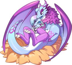 dragon dragon_village_(series) dragon_village_collection egg game_cg looking_at_another lying nest no_humans official_art on_back purple_eyes shooting_star_dragon_(dragon_village) third-party_source transparent_background