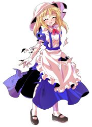 Rule 34 | 1girl, alphes (style), apron, arm at side, black shoes, blonde hair, blue dress, blush, collared dress, commentary request, dairi, defeat, dress, elbow gloves, frilled apron, frilled gloves, frills, full body, gloves, hair between eyes, hat, hat ribbon, kana anaberal, large variant set, legs apart, maid apron, mary janes, medium hair, parody, puffy short sleeves, puffy sleeves, red ribbon, ribbon, shoes, short sleeves, sidelocks, socks, solo, standing, style parody, tachi-e, torn clothes, touhou, touhou (pc-98), transparent background, variant set, white apron, white gloves, white hat, white socks