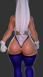 1girl 2024 3d animated arms_at_sides ass ass_focus back_cutout backboob bare_arms bare_legs blender_(medium) boku_no_hero_academia bouncing_ass breasts caught clenched_hands close-up clothing_cutout commentary dark-skinned_female dark_skin english_commentary female_focus gloves grey_background hairdressing highres huge_ass jiggle jojomingles kneepits large_breasts looping_animation midriff mirko muscular muscular_female own_hands_together ponytail purple_thighhighs rabbit_tail short_hair simple_background solo straight_hair thick_thighs thighhighs thighs video walking white_footwear white_gloves white_hair wide_hips