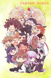 Rule 34 | 6+boys, 6+girls, :3, :d, absurdres, ahoge, anger vein, asahina aoi, black boots, black hair, black shirt, blue eyes, blue hair, blush, boots, bow, braid, brown hair, celestia ludenberg, chibi, closed eyes, closed mouth, commentary request, copyright name, cosplay, crystal ball, danganronpa: trigger happy havoc, danganronpa (series), dark-skinned female, dark skin, double v, enoshima junko, enoshima junko (cosplay), eyelashes, facial hair, fangs, freckles, from side, fujisaki chihiro, fukawa toko, glasses, green eyes, grey jacket, hagakure yasuhiro, hair bow, hair ornament, hairclip, high heel boots, high heels, highres, holding, ikusaba mukuro, ishimaru kiyotaka, jacket, kirigiri kyoko, kuwata leon, long hair, long sleeves, maizono sayaka, monokuma, multiple boys, multiple girls, naegi makoto, necktie, ogami sakura, opaque glasses, open clothes, open jacket, open mouth, orange hair, outline, owada mondo, pale skin, ponytail, purple eyes, purple hair, rabbit hair ornament, red eyes, red necktie, round eyewear, scar, scar on face, shirt, short hair, sitting, smile, standing, sweatdrop, tearing up, teeth, togami byakuya, trembling, twintails, two-tone bow, v, v-shaped eyebrows, very long hair, wataame (quality), wavy mouth, white hair, white outline, white shirt, yamada hifumi