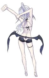 Rule 34 | 1girl, absurdres, ass, back, bikini, black bikini, facing away, fate/grand order, fate (series), grey hair, high ponytail, highres, long hair, melusine (fate), melusine (swimsuit ruler) (fate), ponytail, solo, stretching, string bikini, swimsuit, wings, ythdltmnmhlc10