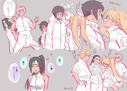 Rule 34 | black hair, blonde hair, blue eyes, blush, breasts, closed eyes, genderswap, genderswap (ftm), genderswap (mtf), haruno sakura, hyuuga hanabi, hyuuga hinata, large breasts, nara shikamaru, naruko (naruto), naruto, naruto (series), naruto shippuuden, risuo, sai (naruto), sexy no jutsu, simple background, smile, temari (naruto), twintails, uchiha sasuke, uzumaki naruto