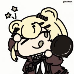 1girl :p :q animal_ears animated animated_gif arknights female_focus gummy_(arknights) lowres one_eye_closed seseren solo tongue tongue_out wink
