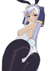 1girl animal_costume artist_request ass blue_eyes blush eris_(konosuba) kono_subarashii_sekai_ni_shukufuku_wo! long_hair rabbit_costume rabbit_ears rabbit_tail white_hair
