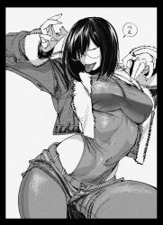 1girl glasses hachinuki_tetsuyo highres she_(hachinuki_tetsuyo) short_hair tagme tongue