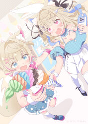Rule 34 | 2girls, food, fuwawa abyssgard, hololive, ice cream, ice cream cone, long hair, mococo abyssgard, multiple girls, siblings, sisters, twins, virtual youtuber