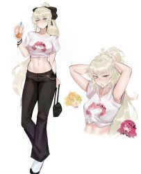3girls absurdres baobhan_sith_(fate) baobhan_sith_(first_ascension)_(fate) black_bow blue_eyes blush bow deccatezu fate/grand_order fate_(series) hair_between_eyes hair_bow highres long_hair looking_at_viewer mordred_(fate) morgan_le_fay_(fate) mother_and_daughter multiple_girls ponytail simple_background standing white_hair