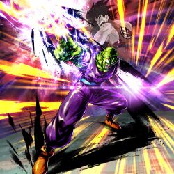 3boys absurdres anger_vein dragon_ball dragon_ball_legends highres makankousappou multiple_boys muscular muscular_male official_art piccolo raditz screaming serious son_goku