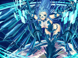 1girl blue_eyes blue_hair female_focus leaning_forward long_hair matching_hair/eyes pixiv pixiv-tan ran&#039;ou_(tamago_no_kimi) solo