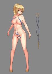1futa arms_at_sides blonde_hair breasts collarbone covered_erect_nipples decensored dripping earrings erection full_body futanari gluteal_fold green_eyes grey_background highres jewelry large_breasts long_hair long_legs looking_at_viewer navel object_insertion parted_lips penis penis_ornament ponytail revealing_clothes sex_toy shiny_skin shoes simple_background slingshot_swimsuit solo standing stmast swimsuit testicles third-party_edit uncensored urethral_beads urethral_insertion vanguard_(warship_girls_r) warship_girls_r
