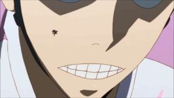 1boy animated animated_gif bicycle_helmet black_eyes black_hair bug crazy creepy eating fly helmet bug lowres male_focus midousuji_akira smile solo tongue yowamushi_pedal