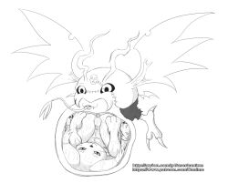 big_belly digimon digimon_(creature) picodevimon tailmon vore x-ray