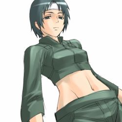 1girl androgynous arms_at_sides female_focus genderswap genderswap_(mtf) midriff mosha naruto_(series) naruto_shippuuden sai solo
