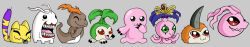 Rule 34 | antennae, cat, digimon, digimon (creature), highres, koromon, leaf, mochimon, nyaromon, pukamon, pyocomon, tail, tanemon, tokomon, tunomon