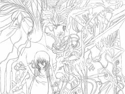1boy 1girl alien anime_girl bad_source bodyhorror drawing guro kiko1302 original