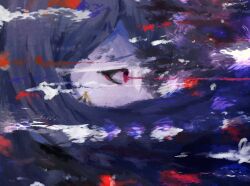 1girl close-up female_focus highres impressionism purple_hair red_eyes shizuhara_hiruko solo solo_focus the_hundred_line_-last_defense_academy-