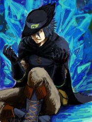 00s 1boy crystal male_focus nintendo pokemon pokemon:_lucario_and_the_mystery_of_mew pokemon_(anime) pokemon_rse_(anime) sir_arlon sitting solo speed_painting tears