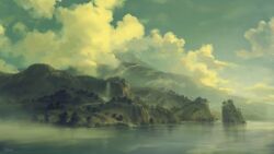 absurdres blue_sky cloud cloudy_sky day highres landscape mountain no_humans original outdoors philipp_urlich scenery sky water waterfall