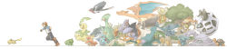 ash_ketchum bayleef buizel bulbasaur charizard child corphish creatures_(company) donphan furuu game_freak gen_1_pokemon gen_2_pokemon gen_3_pokemon gen_4_pokemon gible glalie gliscor heracross highres infernape kingler long_image muk nintendo pikachu pokemon pokemon_(anime) pokemon_(creature) quilava snorlax squirtle staraptor swellow tauros torkoal torterra totodile wide_image