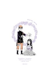 Rule 34 | 1boy, 1girl, :o, black jacket, closed eyes, dated, forehead protector, full body, grin, hetero, hime cut, husband and wife, hyuuga hinata, jacket, konohagakure symbol, long hair, long sleeves, naruto: the last, naruto (series), ninja, o o, open mouth, orange pants, pants, purple hair, satomi (n-s freedom), simple background, smile, spiked hair, standing, teeth, uzumaki naruto, white background, white eyes