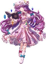 1girl absurdres blue_bow blue_gemstone blunt_bangs book boots bow bra breasts chinese_text cleavage crescent crescent_hat_ornament crossed_bandaids crystal dress footwear_ribbon frilled_dress frills full_body game_cg gem green_gemstone grimoire hair_bow hat hat_ornament highres holding holding_book injury kumio long_hair mob_cap mukyuu non-web_source panties patchouli_knowledge pink_boots pink_bra pink_dress pink_hat pink_panties purple_bra purple_eyes purple_gemstone purple_hair purple_panties purple_ribbon purple_stripes red_bow red_gemstone ribbon robe striped_bra striped_clothes striped_dress striped_panties tachi-e teardrop torn_book torn_boots torn_bow torn_bra torn_clothes torn_dress torn_footwear torn_hat torn_ribbon torn_robe touhou touhou_blooming_chaos transparent_background underwear vertical-striped_bra vertical-striped_clothes vertical-striped_dress vertical-striped_panties white_robe yellow_gemstone