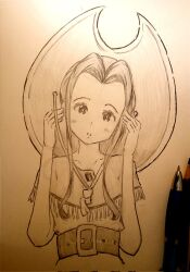 Rule 34 | belt, blush, digimon, digimon adventure 02, hat, long hair, looking at viewer, sketch, tachikawa mimi, traditional media, zeldalem