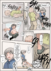!? 1boy 1girl ball_busting dosei-jin_(dosei8810) stepped_on
