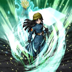 Rule 34 | 1boy, 1girl, aura, black eyes, black hair, blonde hair, couple, dragon ball, dragon ball legends, dragon ball super, gun, long hair, looking at viewer, mai (future) (dragon ball), official art, scratches, serious, spiked hair, super saiyan rage, sword, sword of hope, trunks (dragon ball), trunks (future) (dragon ball), weapon