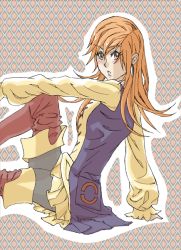 1990s_(style) 1girl female_focus final_fantasy final_fantasy_iii image_sample long_hair orange_hair pixiv_sample refia resized skirt solo