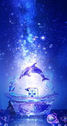 absurdres bathtub dolphin fish highres makoron117117 no_humans original scenery sky soap_bubbles star_(sky) starry_sky
