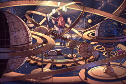 1boy book books_of_magic brown_hair constellation denim floating floating_book floating_object from_side gears glasses globe hood hoodie jeans male_focus pants planet planetarium shoes short_hair sky sneakers solo sparkle star_(sky) starry_sky tim_hunter wenny02