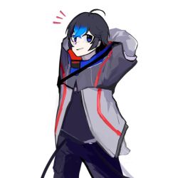 Rule 34 | 1boy, black hair, blue hair, digimon, digimon seekers, male focus, multicolored hair, nagasumi eiji, solo