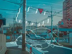 animal animal_focus animated animated_gif bubble building creature flying ghost house looping_animation lowres no_humans original outdoors ph4_18c road sleeping town utility_pole water