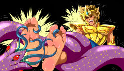 absurdres emberboy highres leo_aiolia non-web_source tentacles tickling tickling_feet yaoi