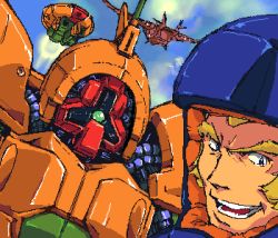 aircraft airplane asshimar cloud gundam helmet kamisimo_90 lowres mecha oekaki robot sky wire zeta_gundam