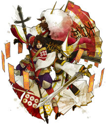 Rule 34 | armor, charm (object), coat, folding fan, hakama, hand fan, headband, helmet, highres, ishida mitsunari, japanese clothes, kimono, male focus, naoe kanetsugu, polearm, sanada yukimura (sengoku musou), sengoku musou, spear, sword, weapon