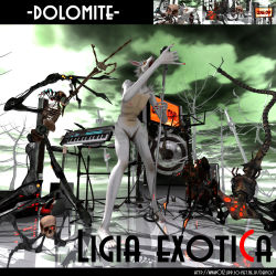 3d bone bunny-sama_(maeda_koutarou) calne_ca_(deino) chibi_karu-san concert deino_(deino3330) furry highres instrument magnesium_(maeda_koutarou) microphone music singing skeleton speaker stage synthesizer