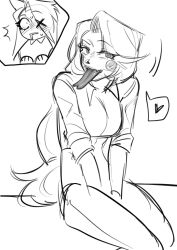 2girls blush charlie_morningstar gumatobi26 hazbin_hotel highres long_tongue multiple_girls tagme tongue tongue_out vaggie yuri