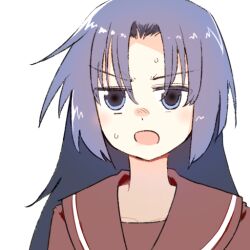 1girl asako_komaki blue_eyes blue_hair long_hair looking_at_viewer mahou_shoujo_madoka_magica mahou_shoujo_oriko_magica open_mouth portrait school_uniform shiraha_private_academy_school_uniform solo sonohi210
