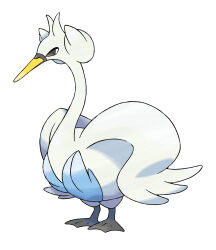 absurdres animal_focus artist_request bird closed_mouth full_body gen_5_pokemon highres nintendo no_humans official_art pokemon pokemon_(creature) pokemon_bw pokemon_focus simple_background solo swan swanna third-party_source white_background