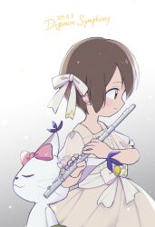 Rule 34 | animal ears, cat, cat ears, closed eyes, digimon, digimon (creature), digimon adventure: (2020), flute, gloves, holy ring, instrument, tail, tailmon, yagami hikari