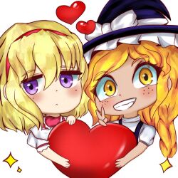 2girls absurdres alice_margatroid chibi heart highres kirisame_marisa multiple_girls ran_sk tagme touhou