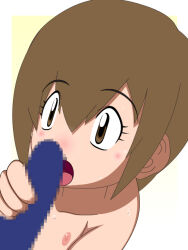 1girl brown_hair digimon digimon_adventure loli nipples nude rokujiya yagami_hikari