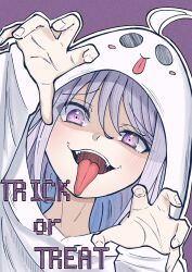 1girl artist_request character_request ghost long_tongue smile tagme tongue tongue_out