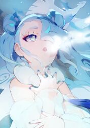 Rule 34 | 1girl, 1other, absurdres, aqua eyes, aqua hair, aqua nails, blush, detached sleeves, double bun, flying miku (project voltage), fukami suiren, gen 2 pokemon, hair bun, hair over one eye, hand on own chest, hatsune miku, highres, legendary pokemon, long sleeves, looking at another, looking up, lugia, nintendo, official alternate costume, official alternate hairstyle, open mouth, pokemon, project voltage, see-through clothes, see-through sleeves, solo focus, vocaloid, wavy hair